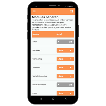 Safety Triggers modules aan en uit
